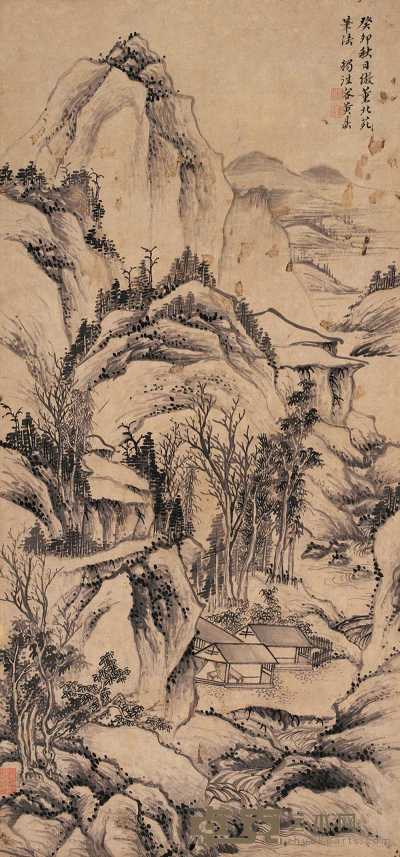 黄鼎 癸卯（1723）年作 仿古山水 立轴 90×42cm